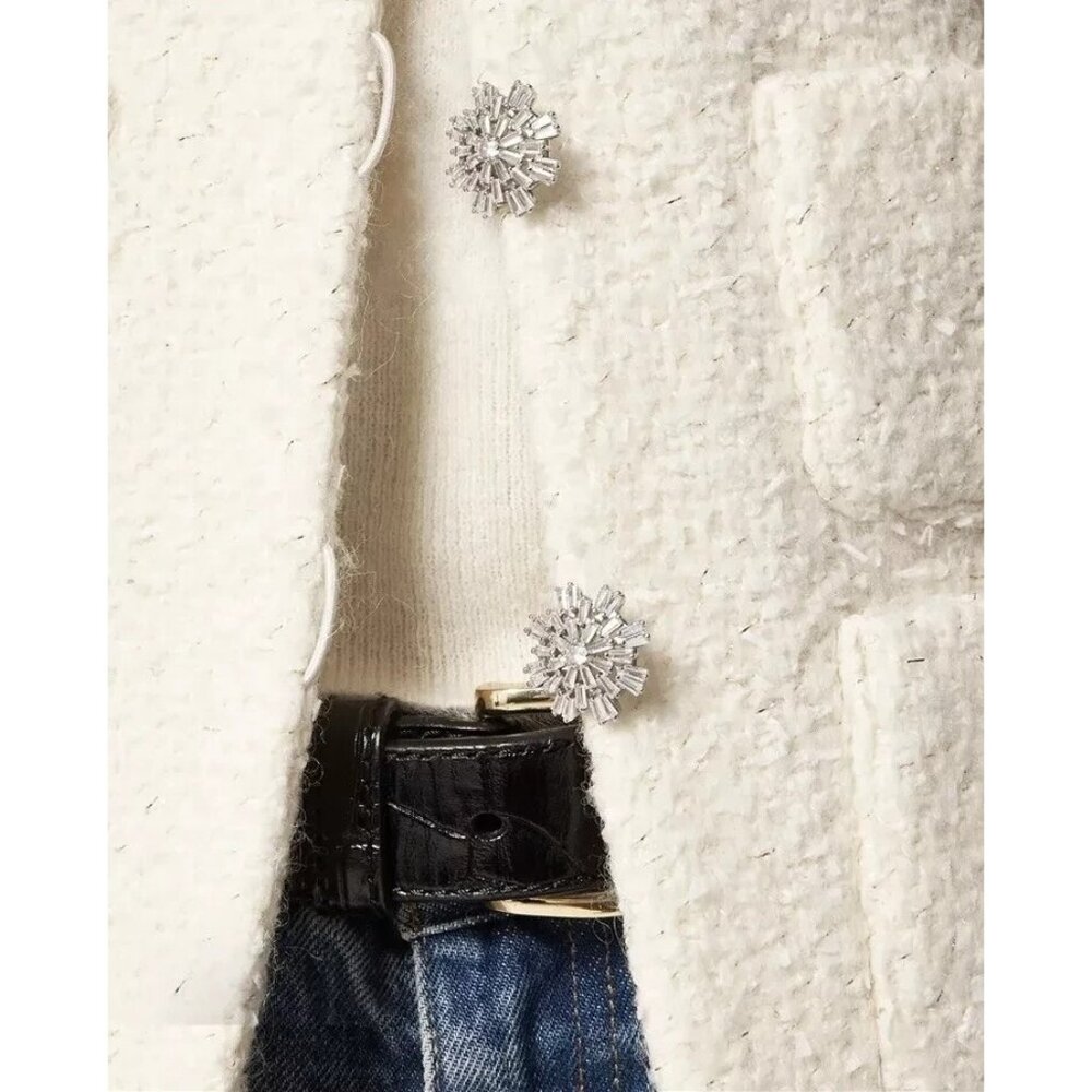 NWT J.Crew Collection Lady Jacket in Meringue Textured Tweed Jewel Button 4 $378 - Picture 4 of 8